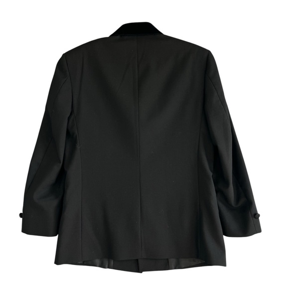 DEMETRIOS UOMO 100% Wool Mens Tuxedo Jacket Blazer Velvet Lapel Black Size 42R - Picture 3 of 12